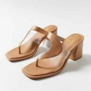 Seychelles Established Heeled Thong Sandal - Nude/Clear Sz 9